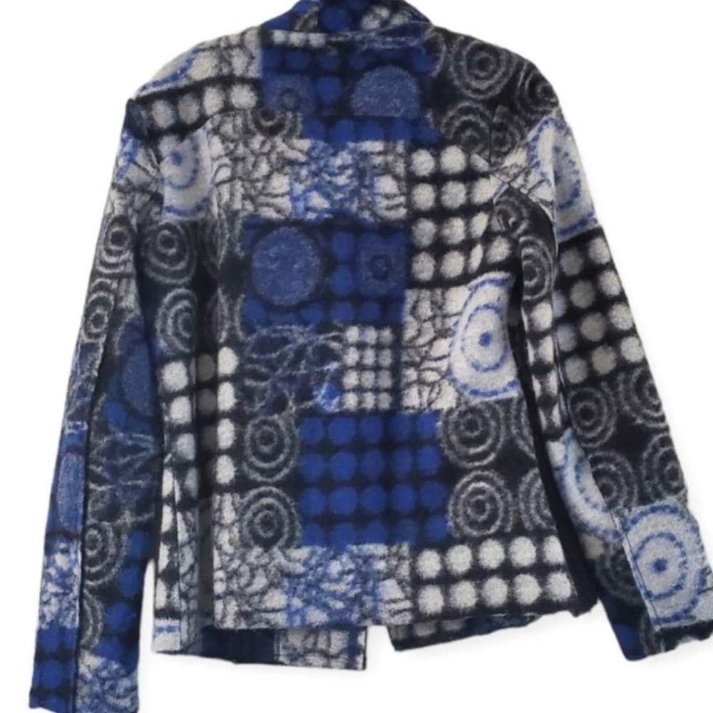 Wool Domani Blue Worldly Checkered Patch Polka Do… - image 8